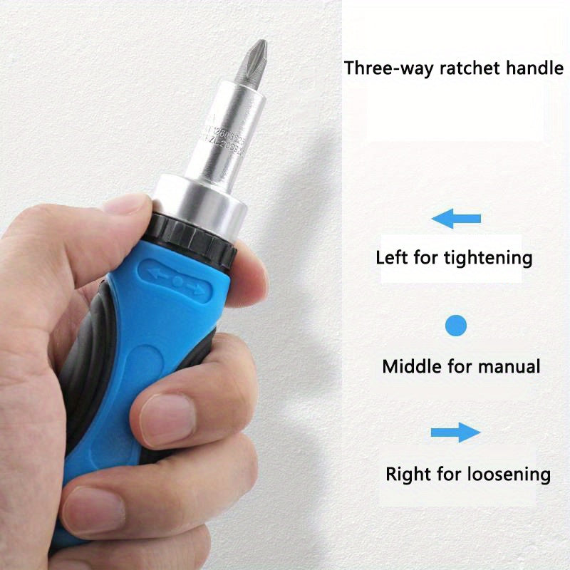 1set Multi-Functional Ratchet Screwdriver Bit Set - Slotted, Cross & Universal Tools For Precision Driving