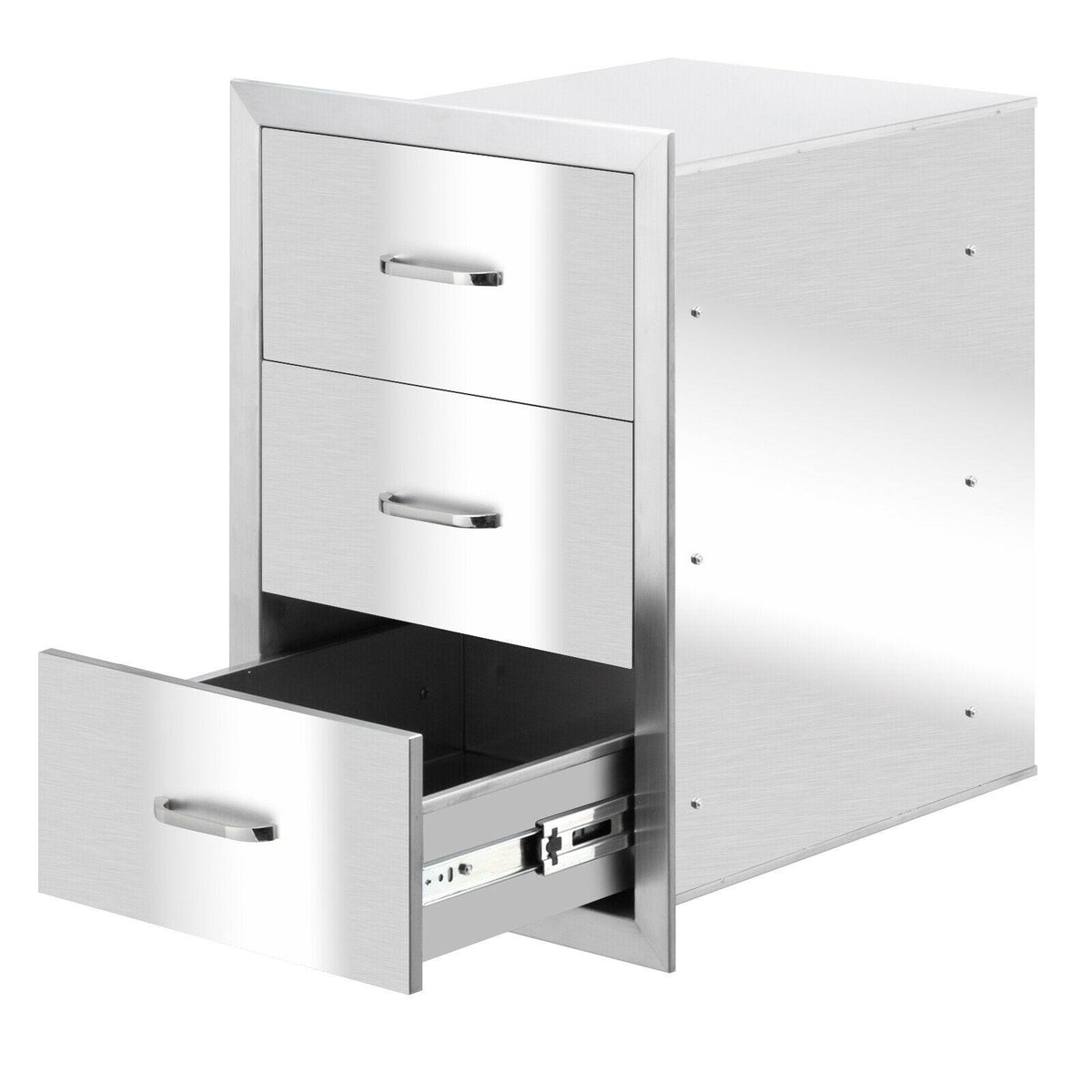 15.7"X21"X18" Outdoor Kitchen Drawer BBQ  Steel Access Drawer Silver US
