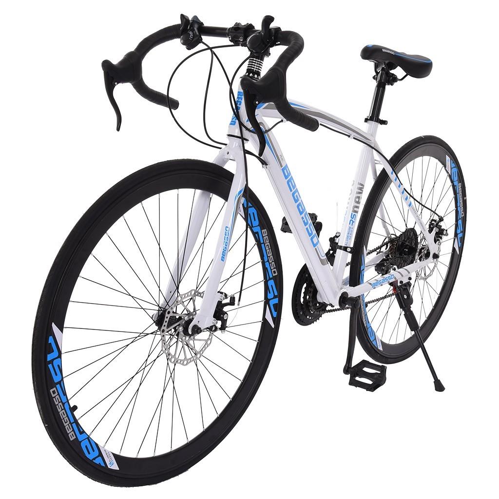 UMfun 700C Road Bike for Men 21 Speed Adult 26" Bicycle Lightweight Aluminum Frame Mechanical Disc Brake Outroad Bike Outdoor White