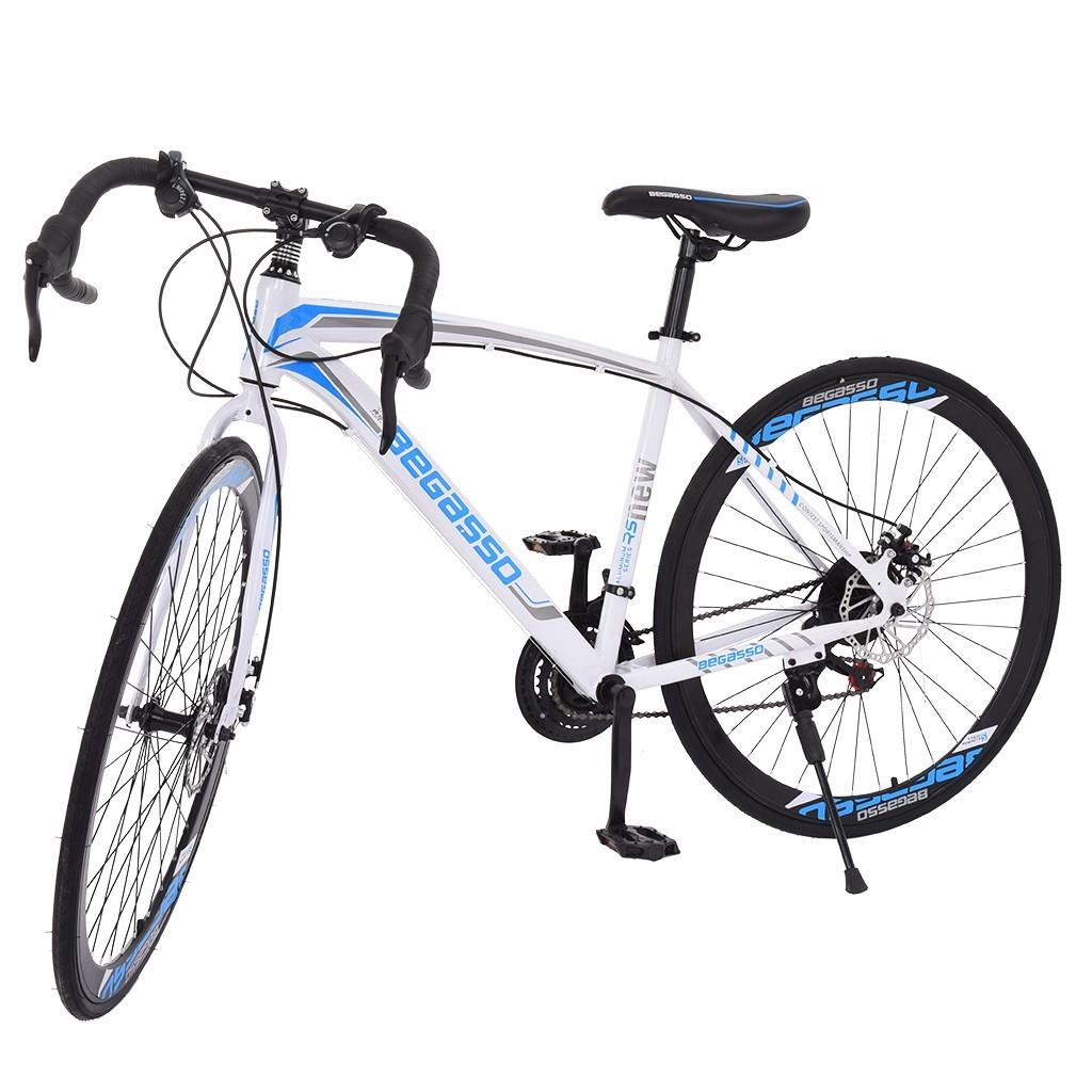 UMfun 700C Road Bike for Men 21 Speed Adult 26" Bicycle Lightweight Aluminum Frame Mechanical Disc Brake Outroad Bike Outdoor White