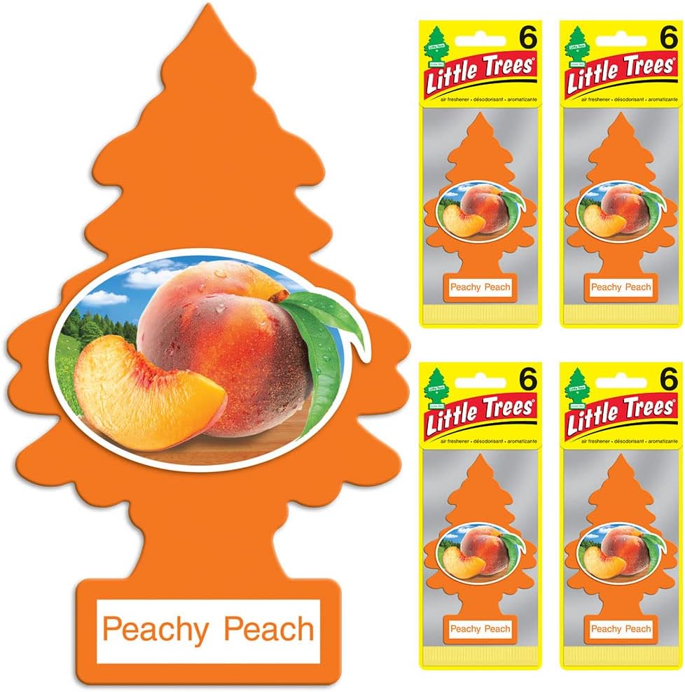 LITTLE TREES Air Fresheners Car Air Freshener. Hanging Tree Provides Long Lasting Scent for Auto or Home. Peachy Peach, 24 Air Fresheners
