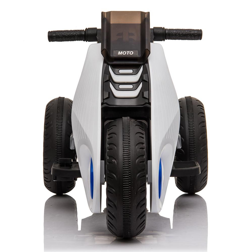 Children Electric Motorcycle, URHOMEPRO Electric Power Wheels Car with 3 Wheels Double Drive, Ride On Toys Ride On Cars with music playback Function, Thanksgiving Christmas Gift, White, W6929