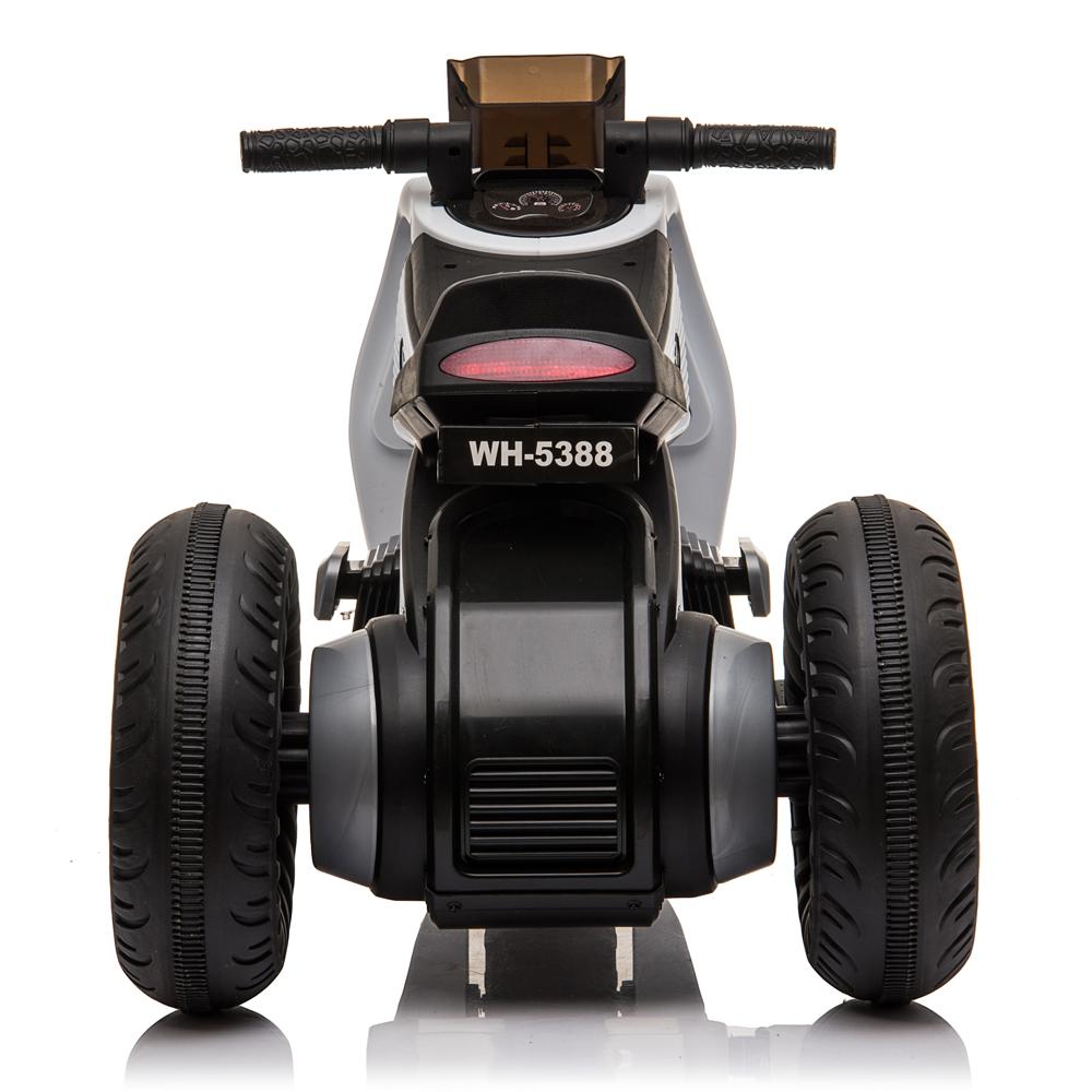 Children Electric Motorcycle, URHOMEPRO Electric Power Wheels Car with 3 Wheels Double Drive, Ride On Toys Ride On Cars with music playback Function, Thanksgiving Christmas Gift, White, W6929