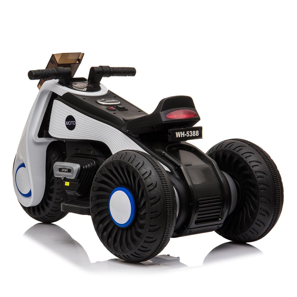 Children Electric Motorcycle, URHOMEPRO Electric Power Wheels Car with 3 Wheels Double Drive, Ride On Toys Ride On Cars with music playback Function, Thanksgiving Christmas Gift, White, W6929