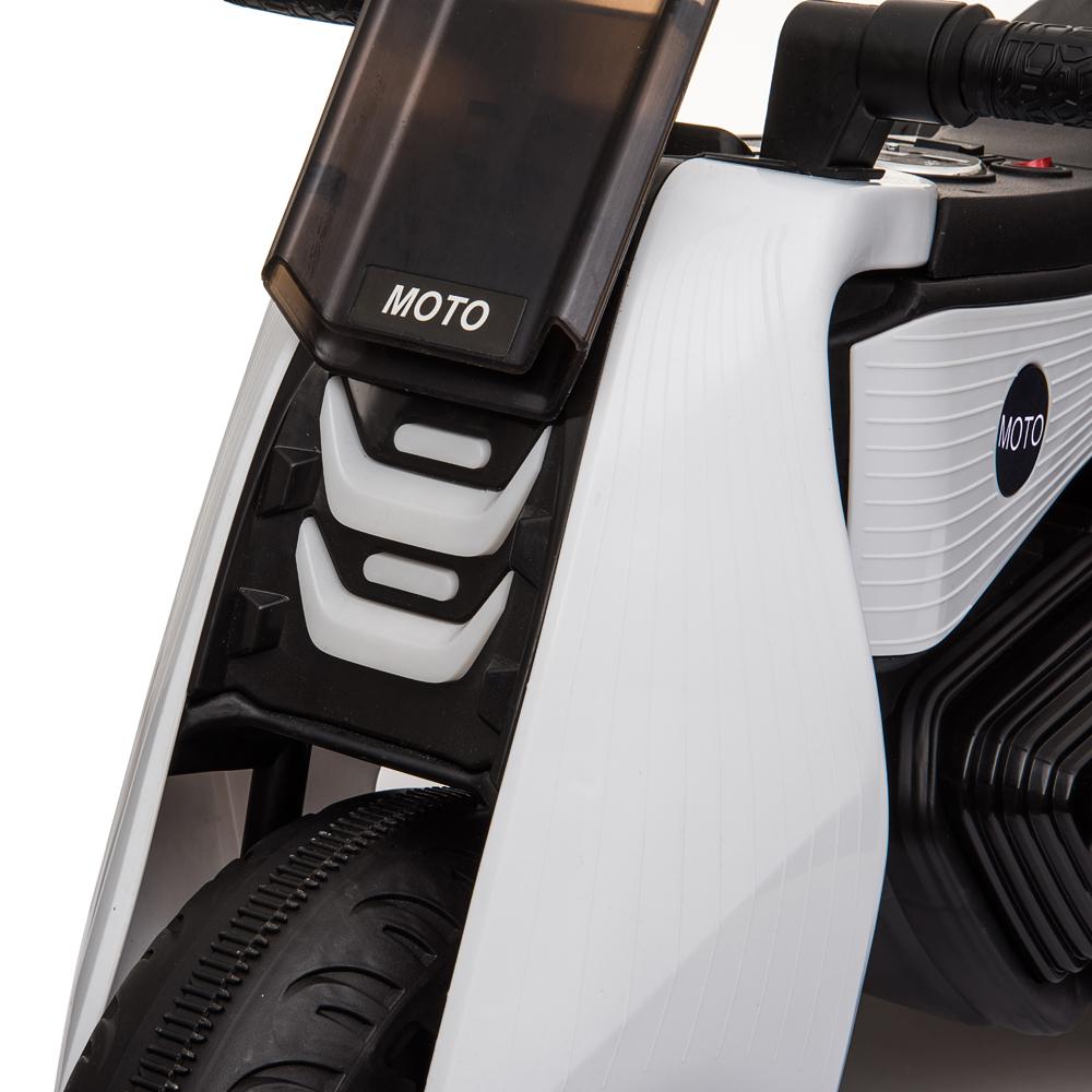 Children Electric Motorcycle, URHOMEPRO Electric Power Wheels Car with 3 Wheels Double Drive, Ride On Toys Ride On Cars with music playback Function, Thanksgiving Christmas Gift, White, W6929