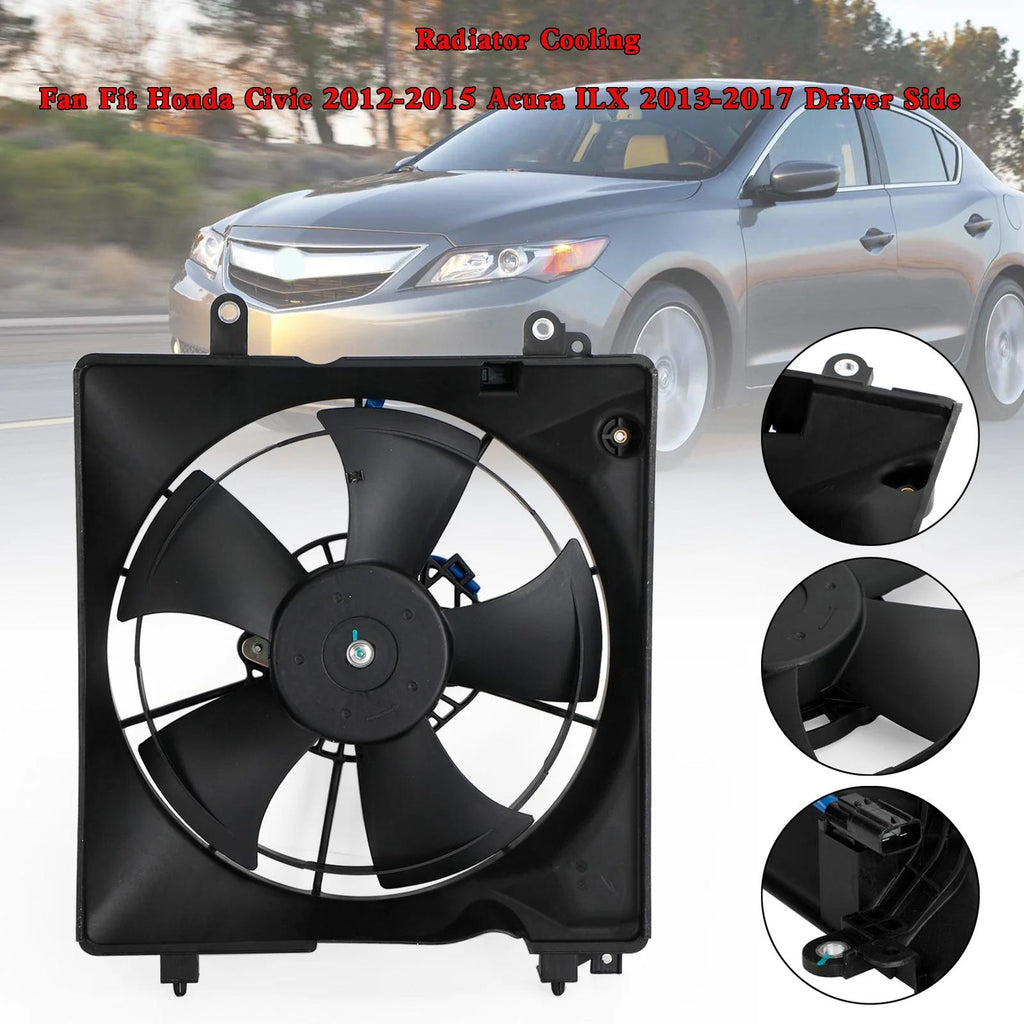 2015 Honda Civic SE Radiator Cooling Fan Driver Side 19030R1AA01PFM TYC601350 HO3115158 19015R1AA01 19020RSAG01 19015-R1A-A01 Generic