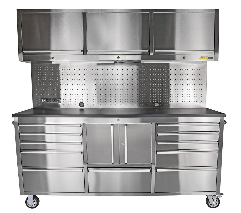 72 in. Rolling Tool Cabinet/Toolbox. 11-Drawer with Upper Stora[ Steel]