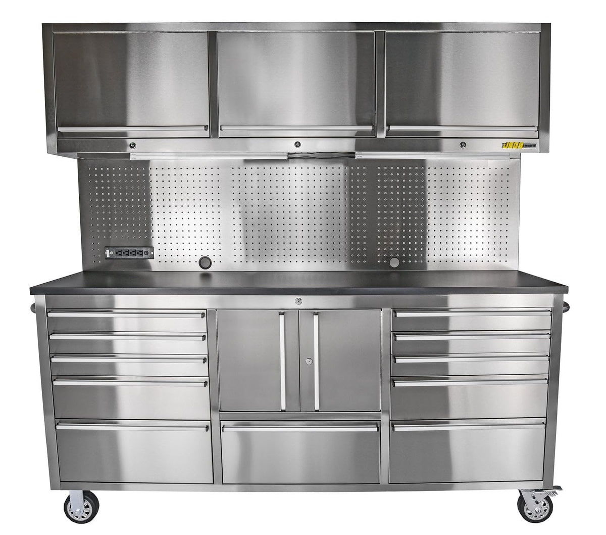 72 in. Rolling Tool Cabinet/Toolbox. 11-Drawer with Upper Stora[ Steel]