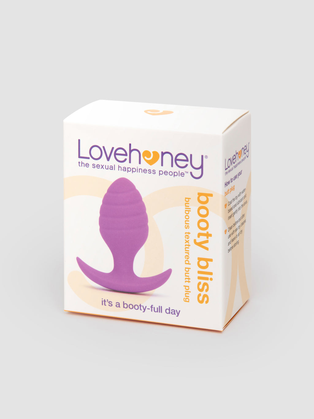 Lovehoney Booty Bliss Bulbous Silicone Textured Butt Plug, Purple