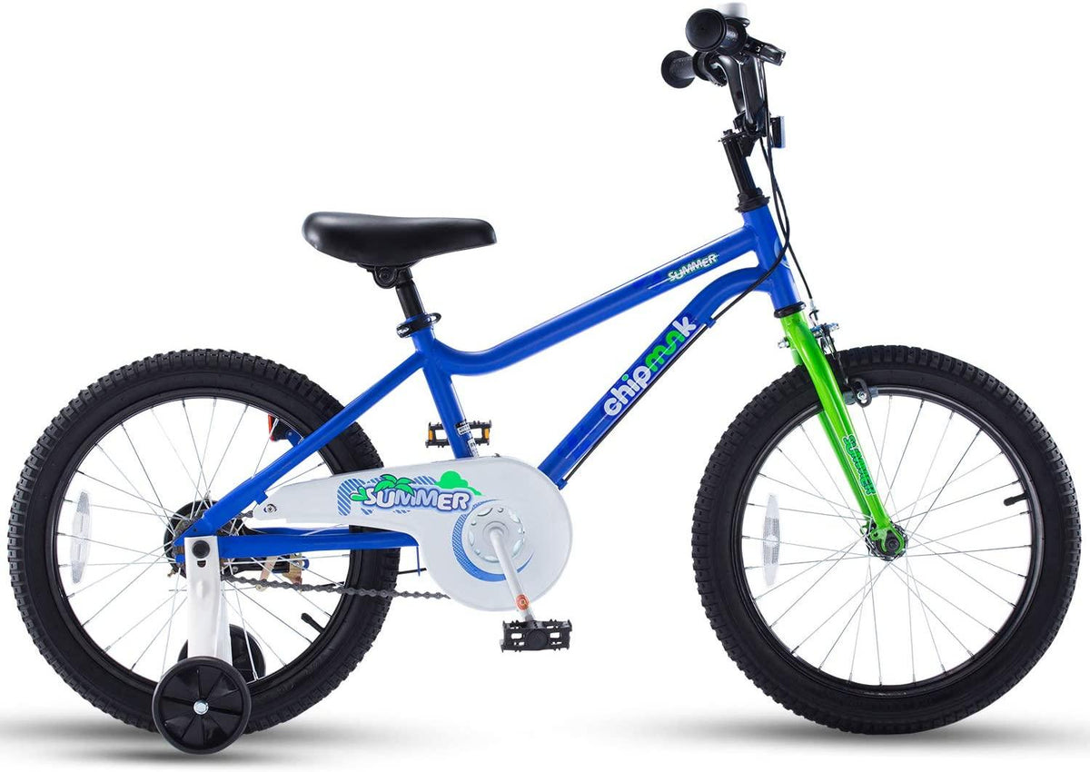 Chipmunk RoyalBaby MK Sports Kids Bike for Girls and Boys, Training Wheels for 12”14”16”18”, Kickstands for 16”18”, Blue and Pink