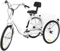 Adult Foldable Tricycles,7 Speed Cruiser Bike,26-in Wheelswith Cargo Basket Three Wheel Cruiser Bike,Backrest Saddle Load 350 Pounds Adult Trikes for Men Women