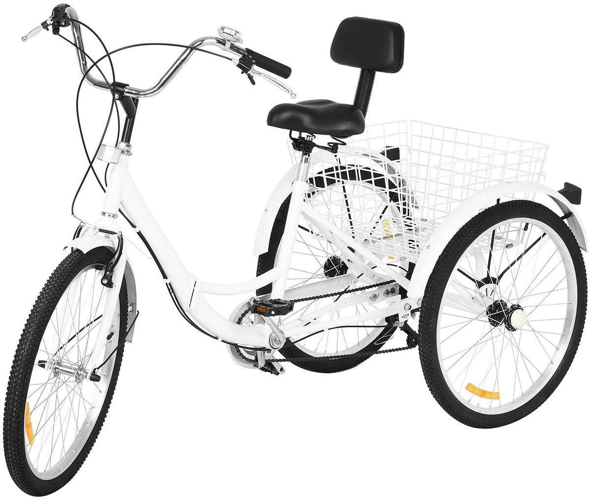 Adult Foldable Tricycles,7 Speed Cruiser Bike,26-in Wheelswith Cargo Basket Three Wheel Cruiser Bike,Backrest Saddle Load 350 Pounds Adult Trikes for Men Women