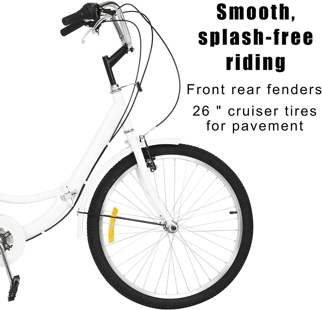 Adult Foldable Tricycles,7 Speed Cruiser Bike,26-in Wheelswith Cargo Basket Three Wheel Cruiser Bike,Backrest Saddle Load 350 Pounds Adult Trikes for Men Women