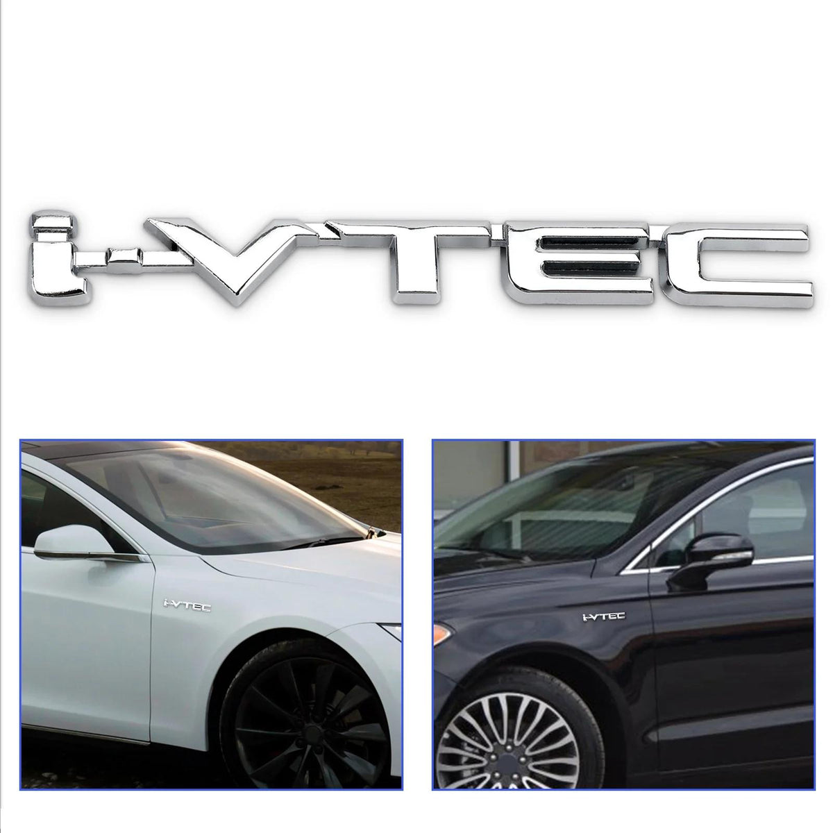 3D Metal i-VTEC Car Trunk Rear Turbo Fender Emblem Badge Decals Stickers Silver Generic