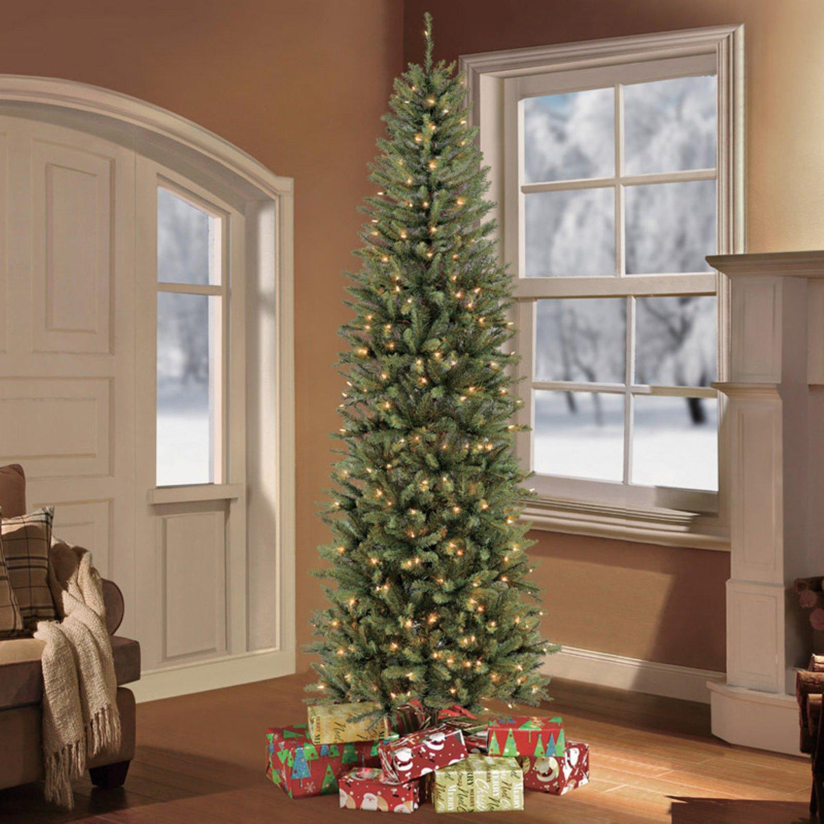 9 ft. Pre-lit Fraser Fir Pencil Artificial Christmas Tree 550 UL listed Clear Lights