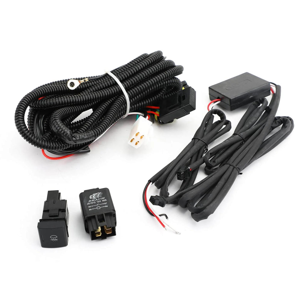 Pair LED DRL Driving Lamp Fog Light Wiring Switch Kit For Toyota RAV4 2019-2023 Generic