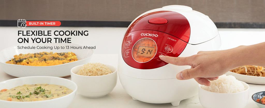 Micom Rice Cooker 3 Cup Uncooked / 6 Cup Cooked, Korean Fuzzy Logic Rice Cooker Small with Delay Timer & Keep Warm Setting, Versatile Food Steamer with Non-Stick Inner Pot, Red (CR-0351F)