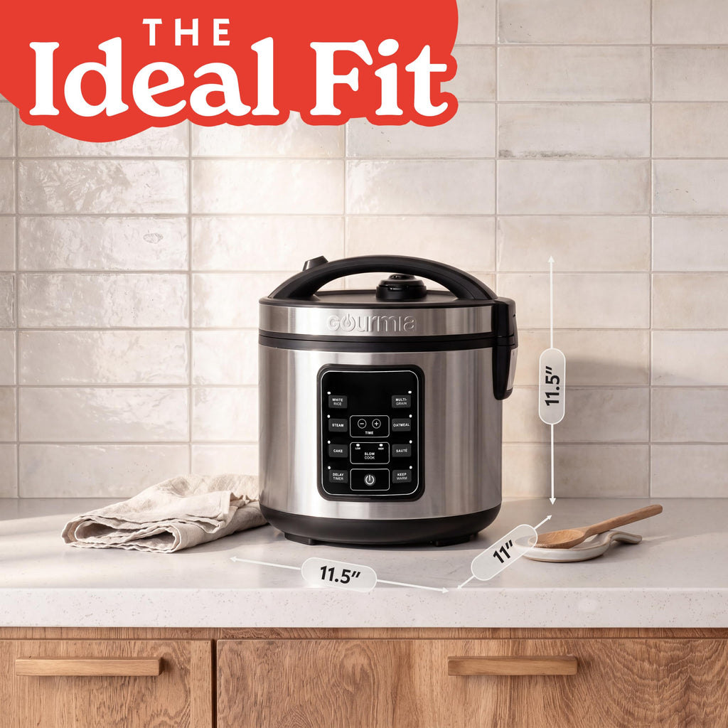 Rice Cooker – 5 Qt Capacity, 20 Cup Cooked, 10 Cup Uncooked, Digital Controls, 6 CooPresets, Grain Cooker & Steamer, Nonstick Pot, Steam Tray, Delay Timer, Keep Warm,  Steel