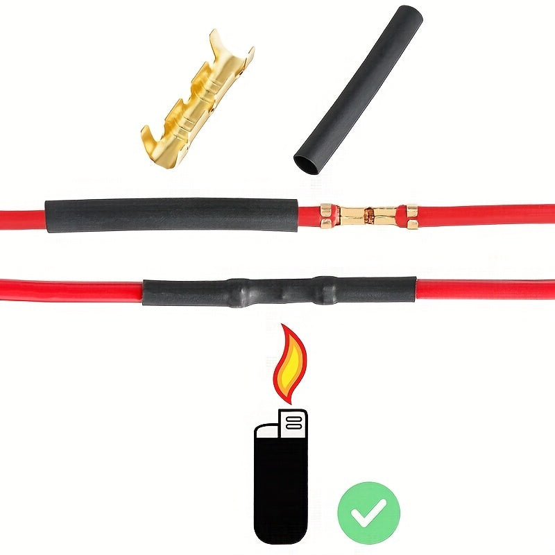 100pcs 453 U-shaped Terminal Cold Inserts Connectors Cold Terminal Small Teeth Fascia Terminal 0.3-1.5mm2 Complimentary 4 Heat Shrink Tubes
