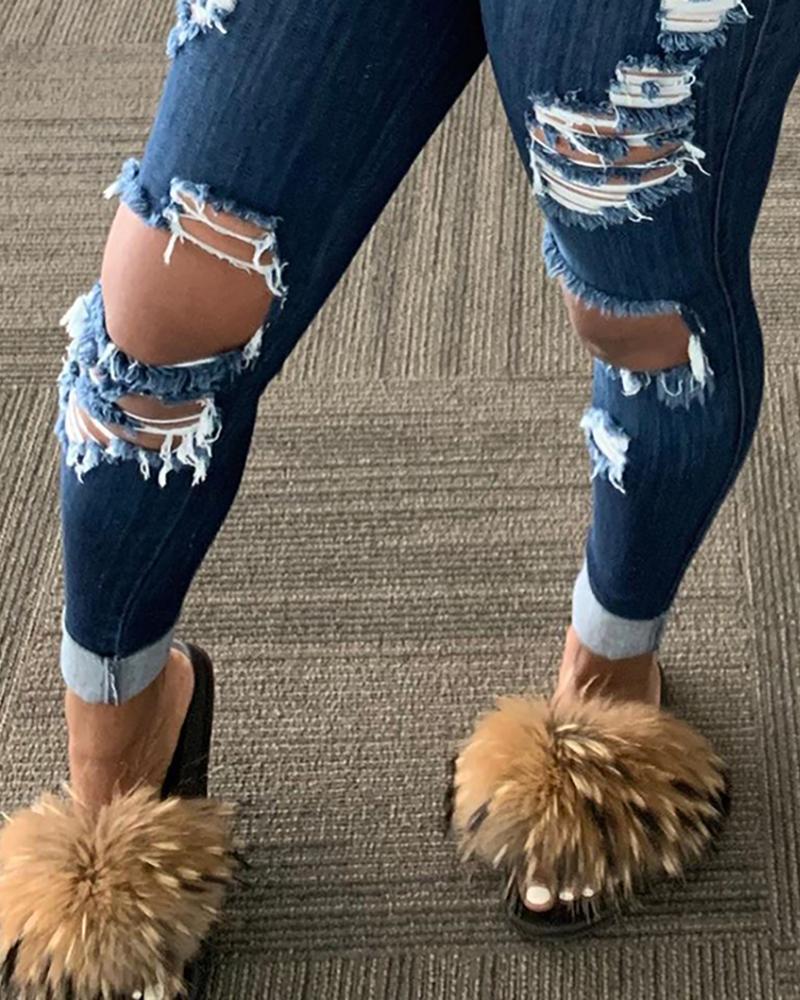 Ripped Cutout Skinny Jeans