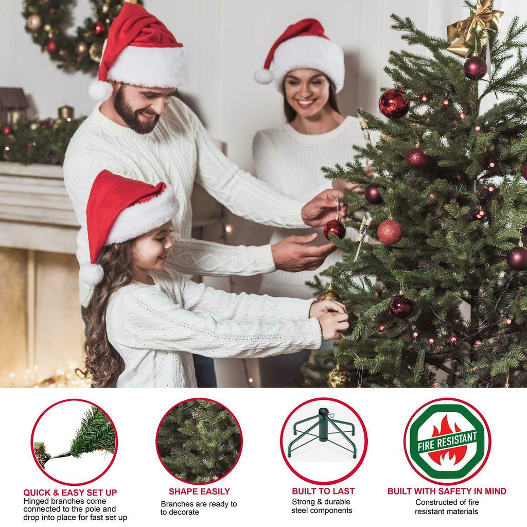 7.5Ft Pre-Lit Flocked Slim Fraser Fir Artificial Christmas Tree 500 Clear
