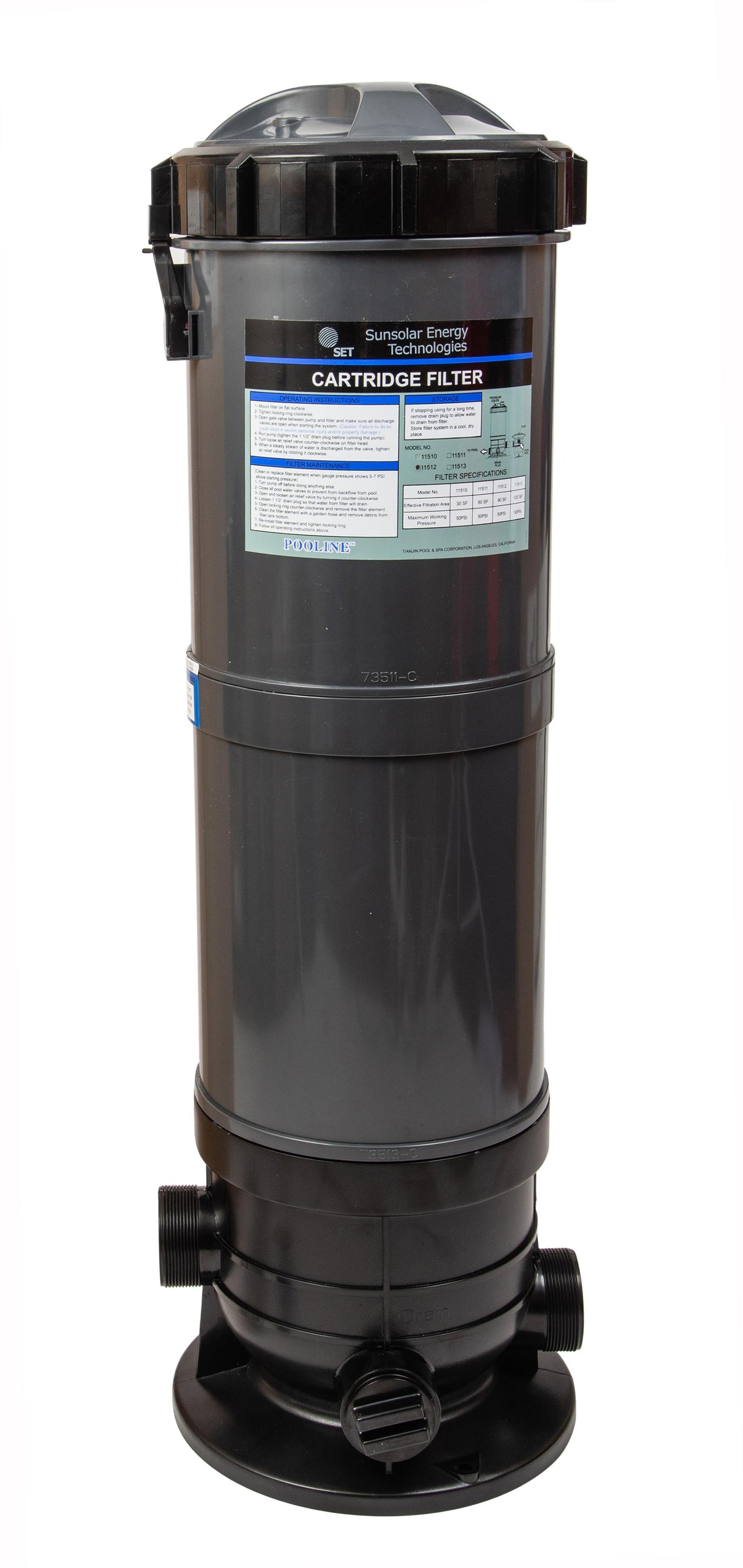 cartridge filter system with pressure gauge for swimming pools 90sf
