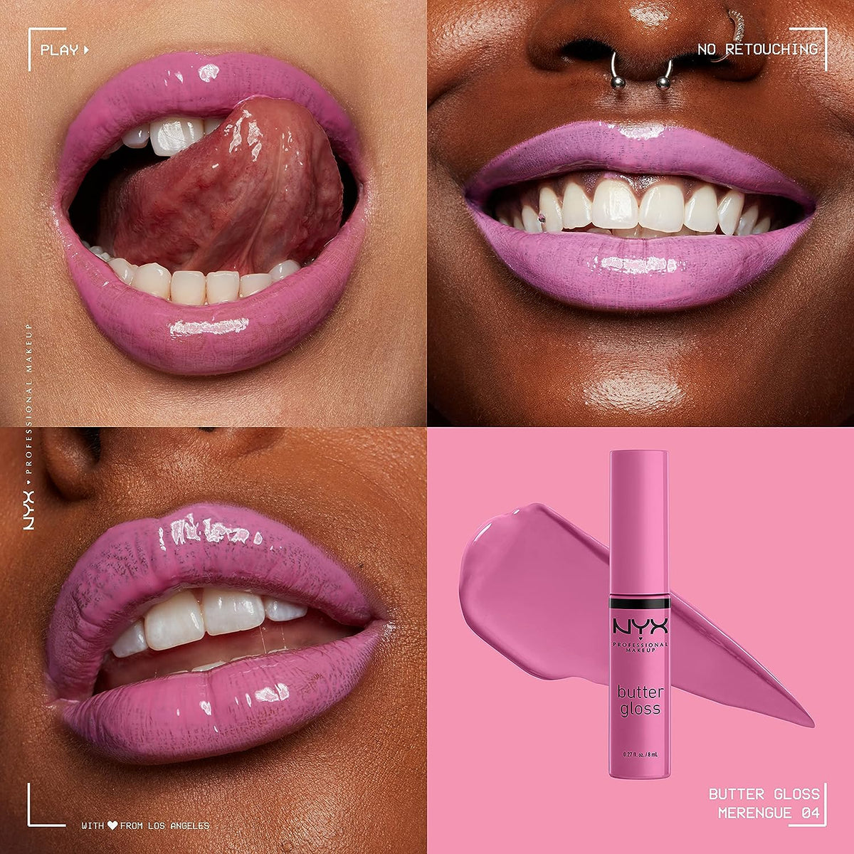 NYX PROFESSIONAL MAKEUP Butter Gloss, Non-Sticky Lip Gloss - Merengue (Pink Lilac)