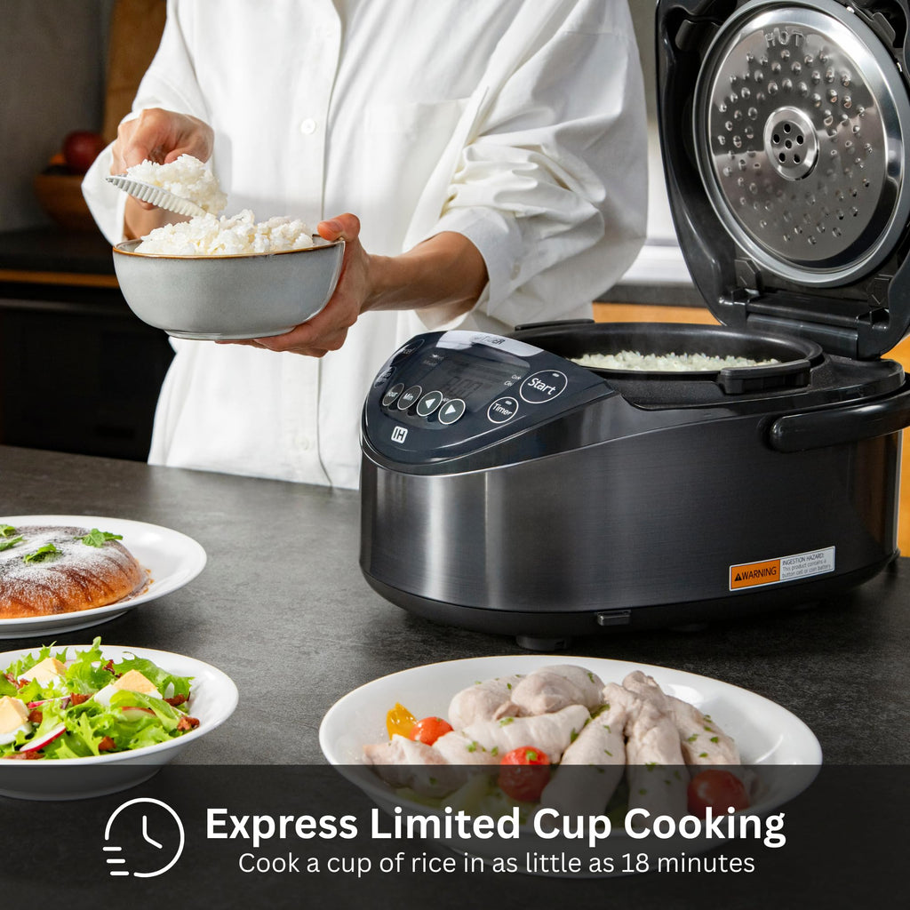 Jpw H10u 5.5 Cup Induction Rice Cooker, 14 Presets, LCD (Black) | 5.5-Cup Ih Rice Cooker, 14 Presets Incl. Express Small-Cup, Far-Infrared Ceramic Inner Pot, Removable Inner Lid, Mauve Black