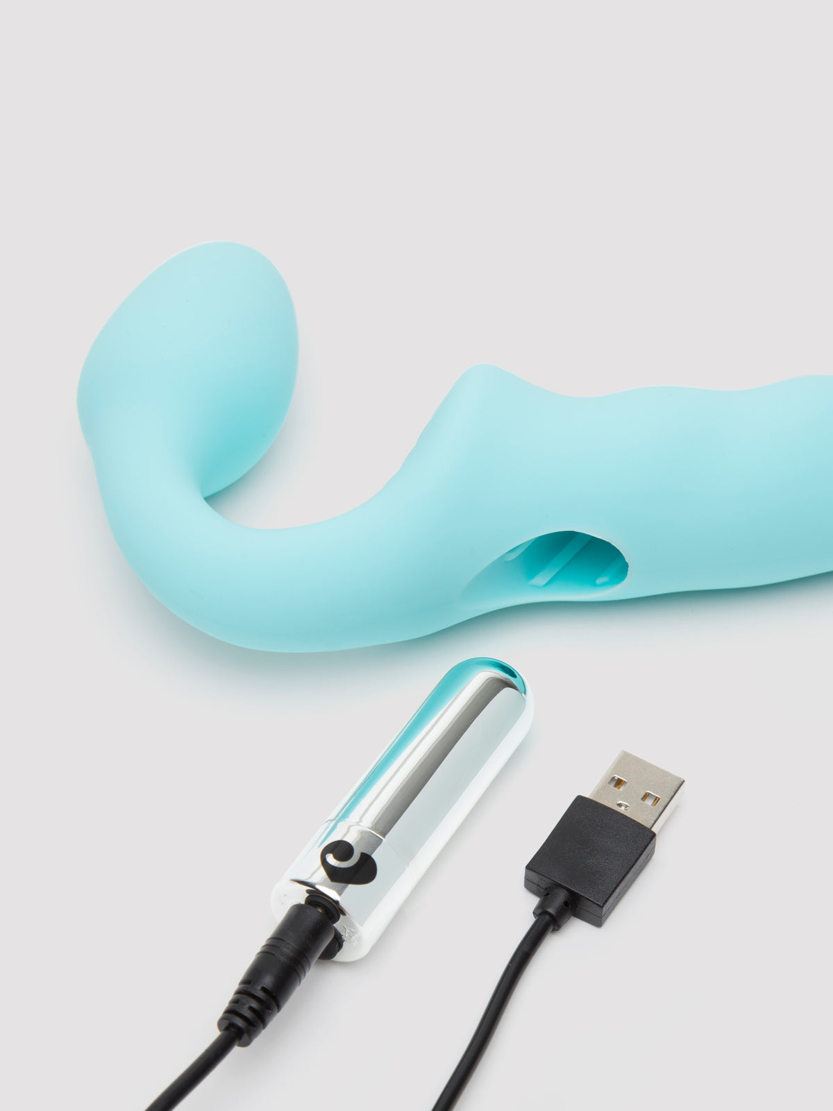 Lovehoney Posable Rechargeable Vibrating Strapless Strap-On, Blue