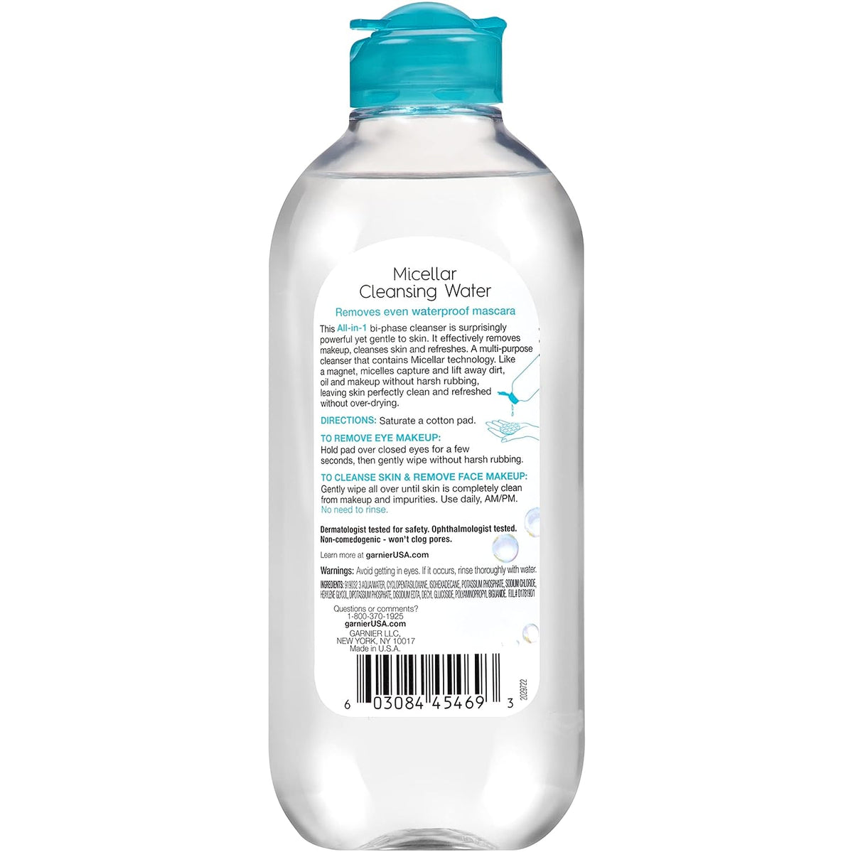 Garnier SkinActive Micellar Water For Waterproof Makeup, Facial Cleanser &amp; Makeup Remover, 13.5 Fl Oz (400mL), 1 Count (Packaging May Vary)