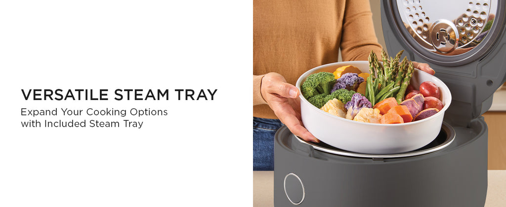 Non-Pressure Rice Cooker 8-Cup Uncooked / 16-Cup Cooked with Induction Heating Technology, Versatile Rice Maker with 12 Menu Options and Steam Plate, Voice Guide, Gray (CR-HA0810FG)