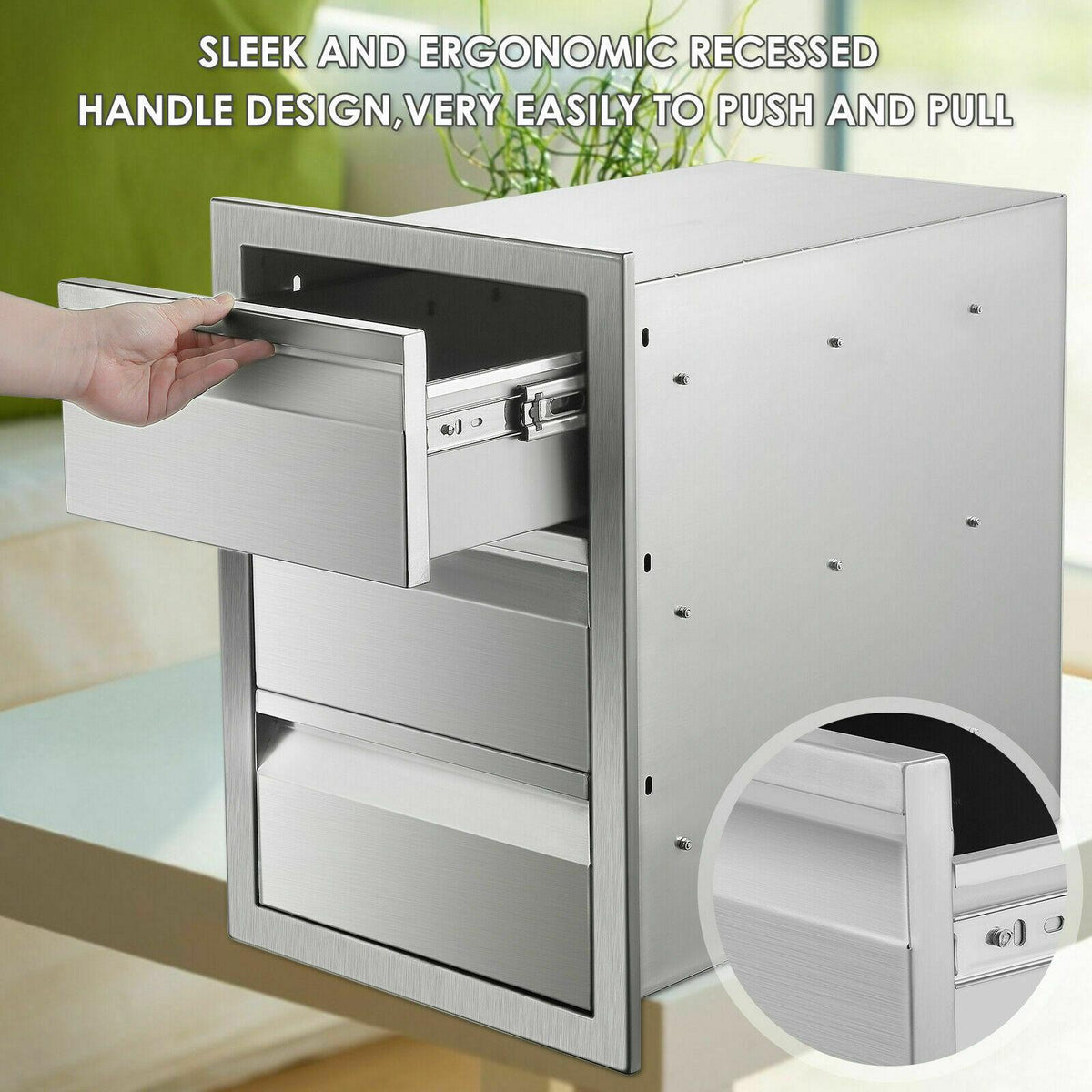 OUTDOOR KITCHEN / BBQ ISLAND  STEEL DOUBLE ACCESS DOOR + Drawer