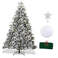 Pre-Lit Snow Flocked Artificial Christmas Pine Tree Holiday 7.5ft White B