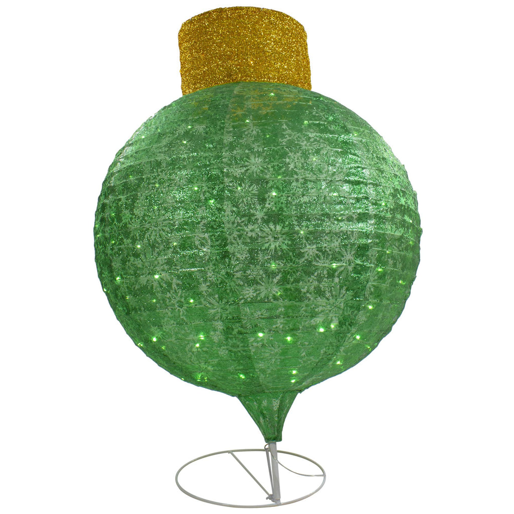 38" LED Lighted Twinkling Green Tinsel Onion Ornament Outdoor Christmas Decoration