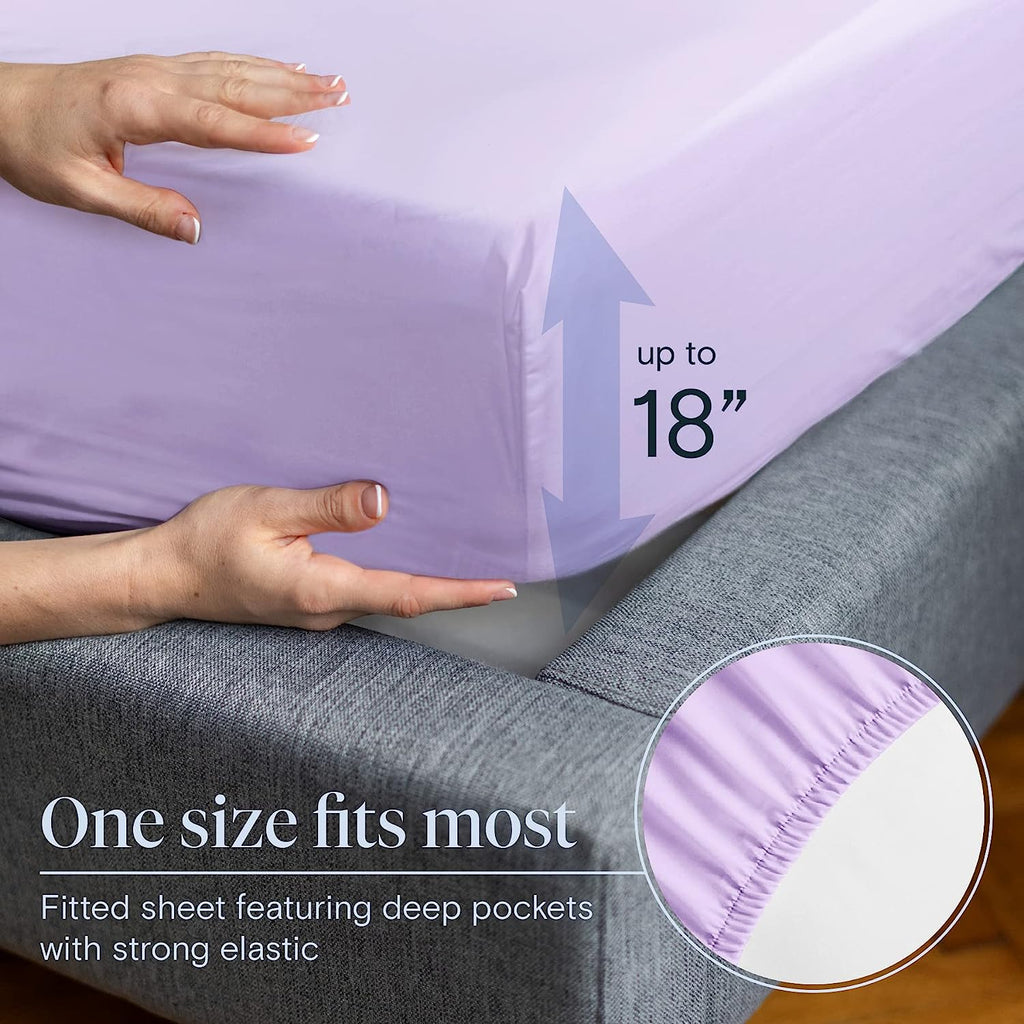 LuxClub Twin Sheets Set - Soft Twin Bed Sheets for Boys and Girls, 4 PC Deep Pockets 18" Eco Friendly Wrinkle Free Fitted Sheets Machine Washable Hotel Bedding Silky Soft - Periwinkle Twin