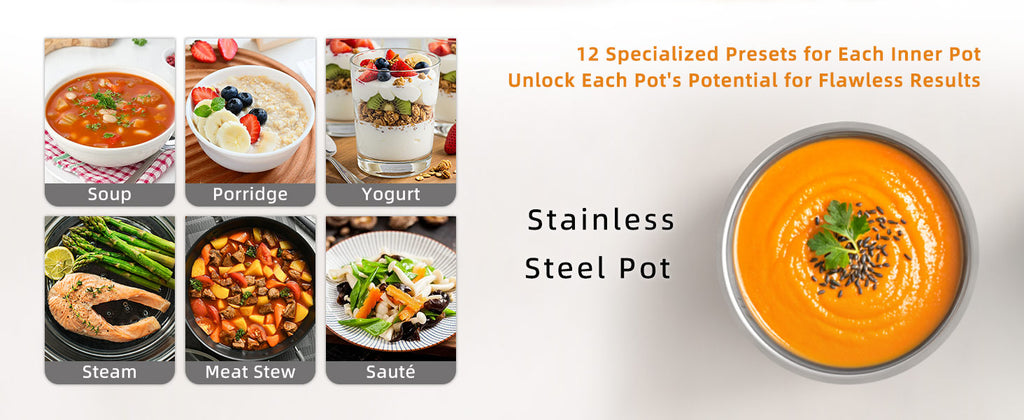 Dual-Pot Electric Pressure Cooker,12-in-1 Multi Cooker with 6QT  Steel & 5QT Ceramic Pot,Olla de Presion for Pressure,Rice,Meat Stew,Yogurt Maker