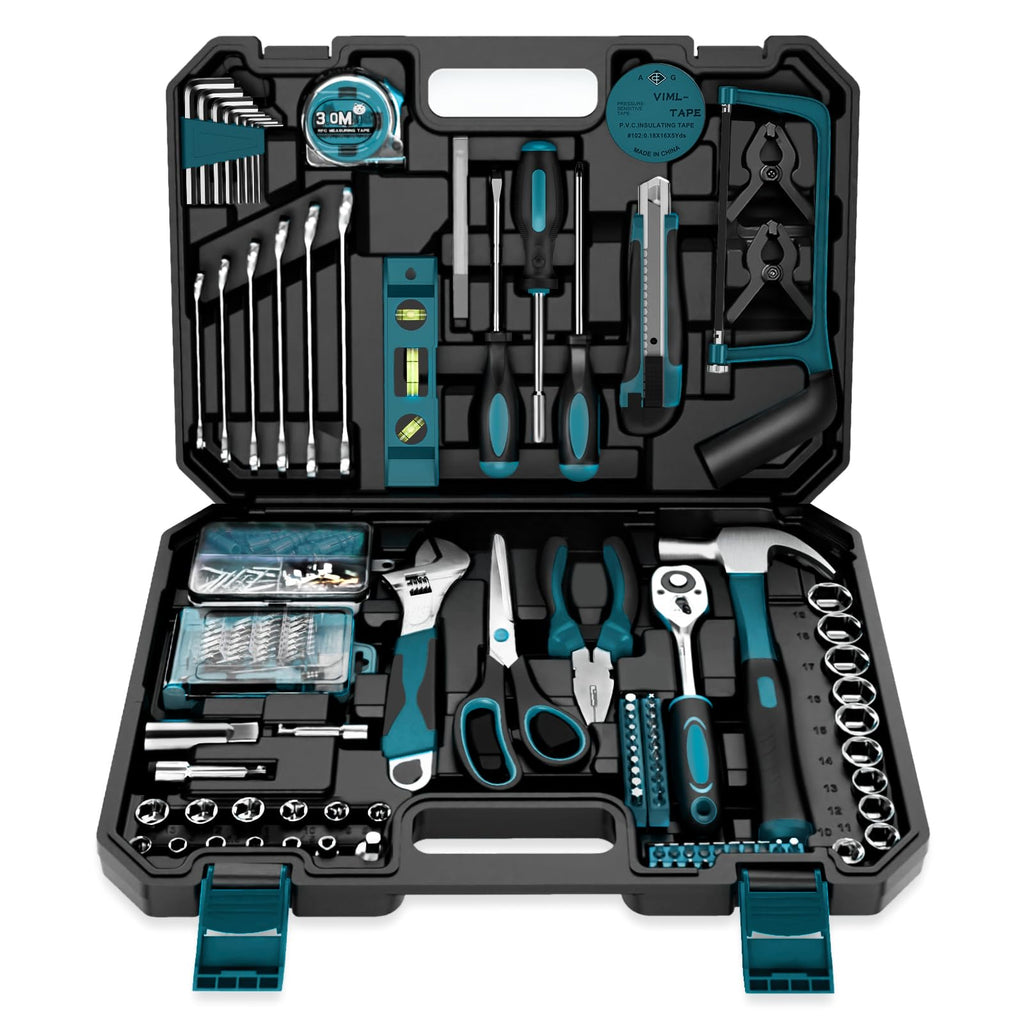 Home Tool Kit 257-PCs - Household Basic Repair Tool Set for Men Women - General Hand Mechanic's Tool Set & Screwdriver Set & Wrench Set & Socket & Portable Tool Box StoraCase Blue