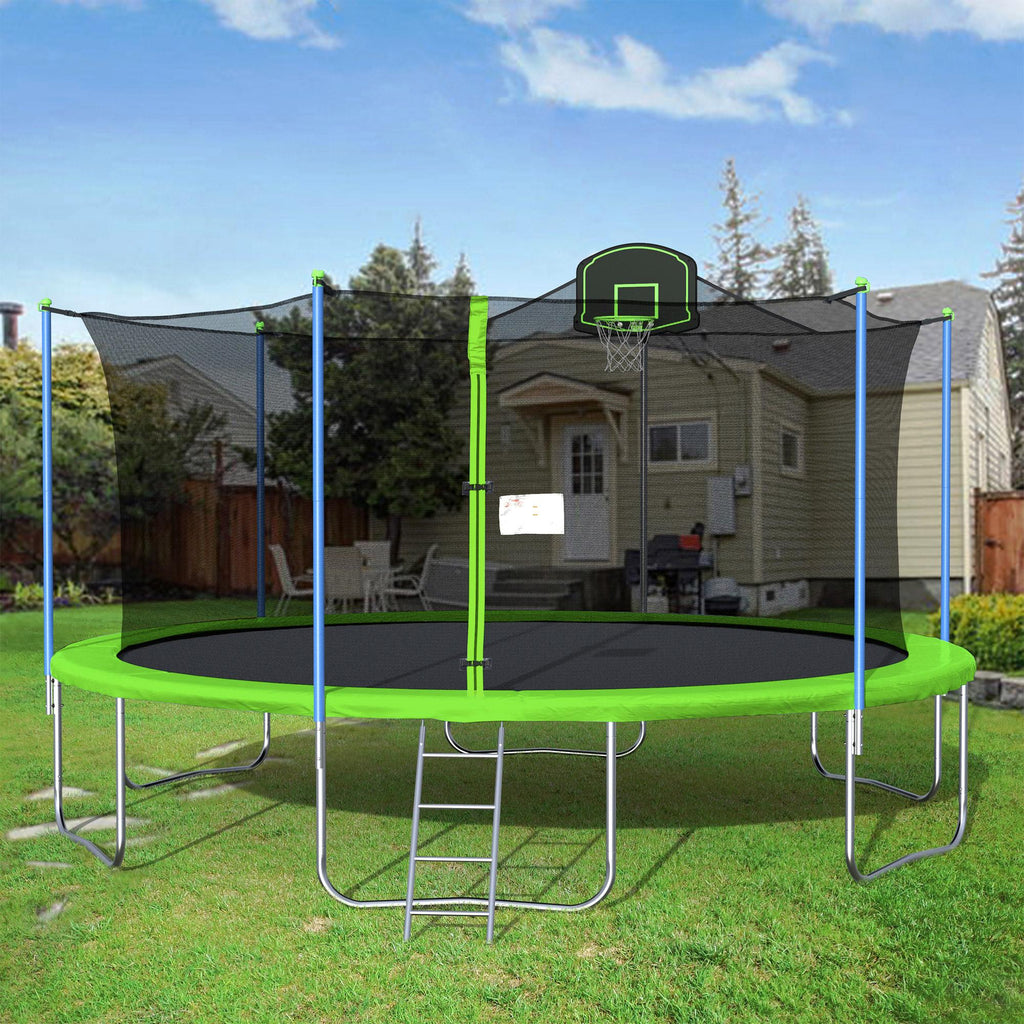 enyopro 16FT Trampoline, Round Trampoline with Basketball Hoop &amp; Safety Net Enclosure, Combo Bounce Jump Trampoline for Kids Adults, 2021 Upgraded Trampoline for Indoor Outdoor Backyard Park, B224