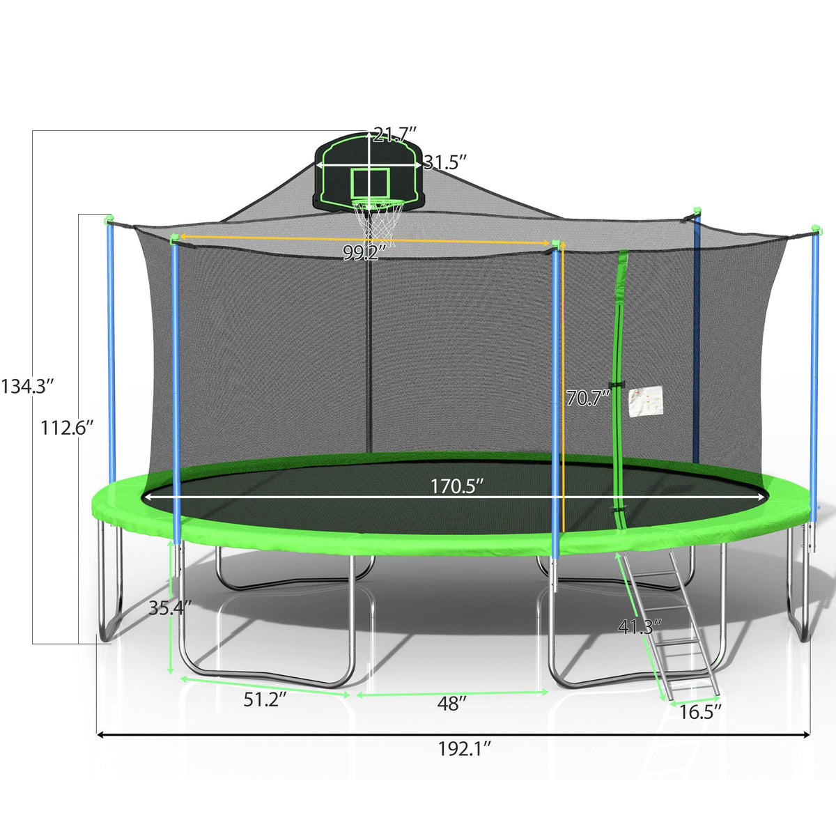enyopro 16FT Trampoline, Round Trampoline with Basketball Hoop &amp; Safety Net Enclosure, Combo Bounce Jump Trampoline for Kids Adults, 2021 Upgraded Trampoline for Indoor Outdoor Backyard Park, B224