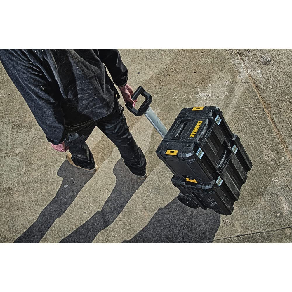 Tool Box with Wheels Modular, LarRolling Tool Box With Telescopic Handle, Portable Carrier Deep Stackable TSTAK Stora(DWST17820)