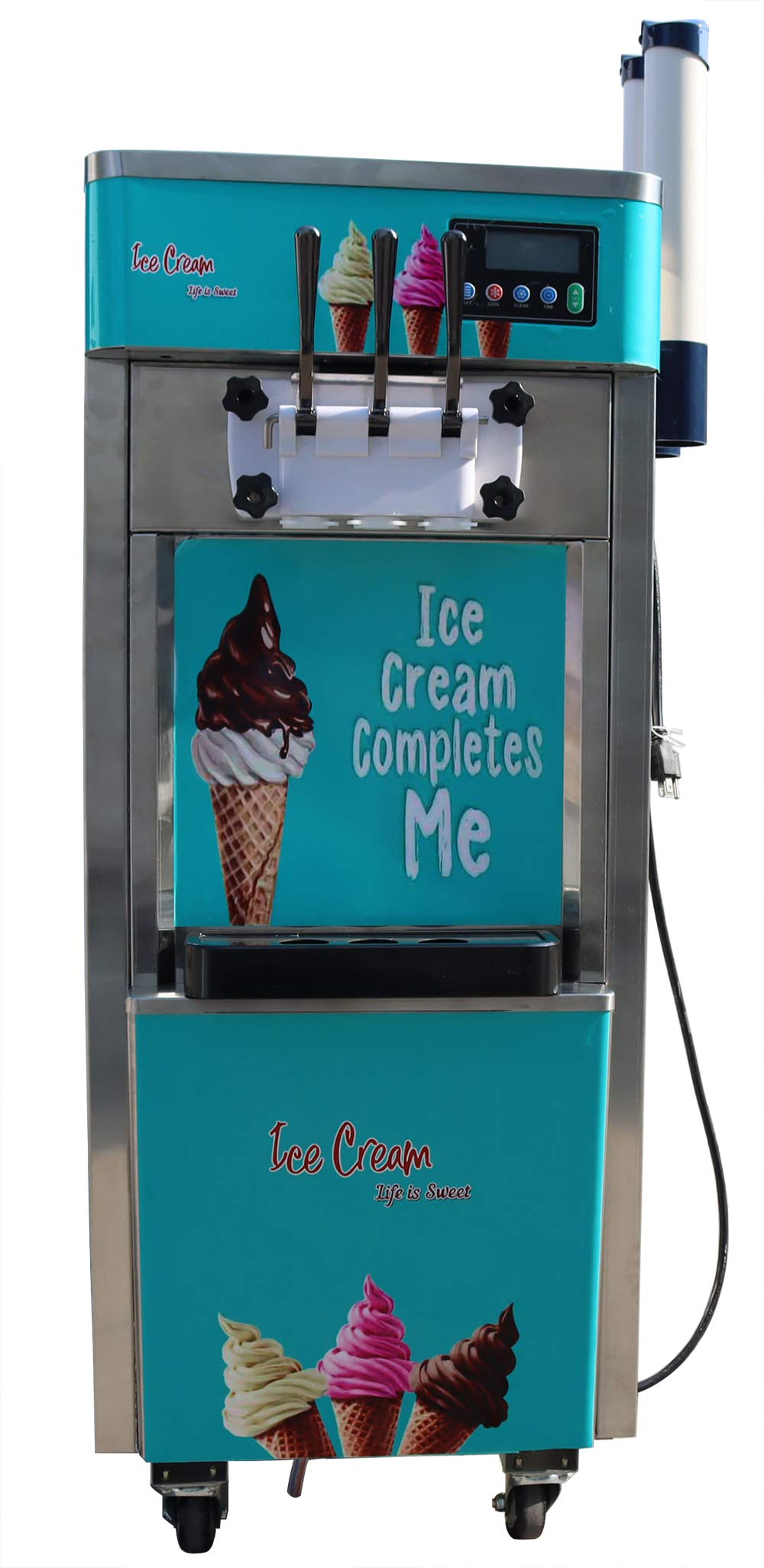 Commercial 110V 3Flavor Soft Ice Cream Cooling MaMachine 20-30L/H Standing Type(Ite#210051)