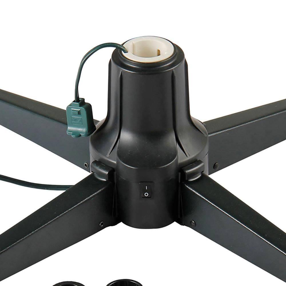 Black Metal Rotating Artificial Christmas Tree Stand with Twinkly App Controlled RGB Lights