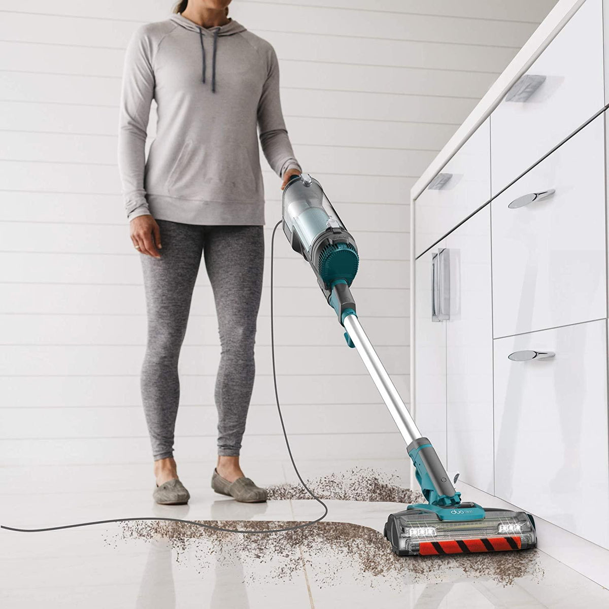 Shark LZ601, APEX UpLight Lift-Away DuoClean with Self-Cleaning Brushroll Stick Vacuum 0.66 qt, Forest Mist Blue