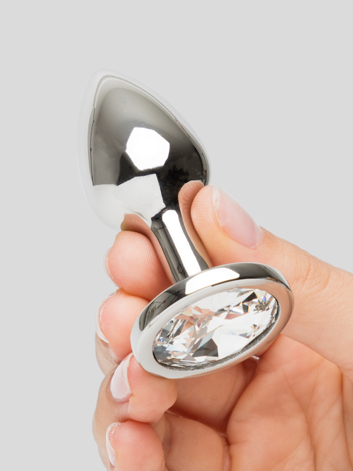 Lovehoney Luxury Crystal Stainless Steel Silver Butt Plug 2.5 Inch, Silver | Silver