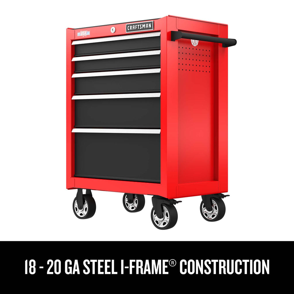 Rolling Tool Chest, 26-inch, 5-Drawer, Workshop Tool Storawith Wheels (CMST32752RB)