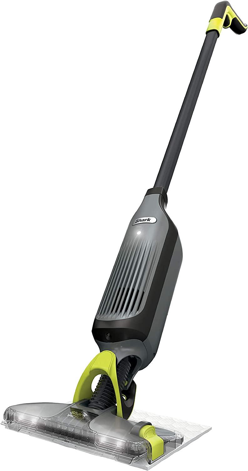Shark VM252P10 VACMOP Pro Cordless Hard Floor Vacuum Mop with LED Headlights, 12 Disposable Pads &amp; 12 oz. Cleaning Solution, Charcoal Gray