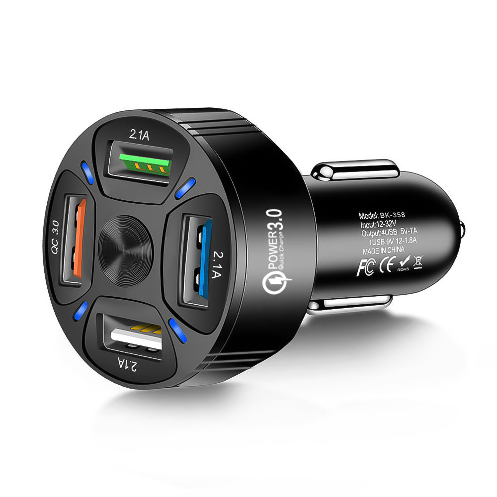 4 In 1 USB Car Charger, 4 Ports Fast Charger Adapter Mini Cigarette Lighter, USB, And Phone Fast Charger