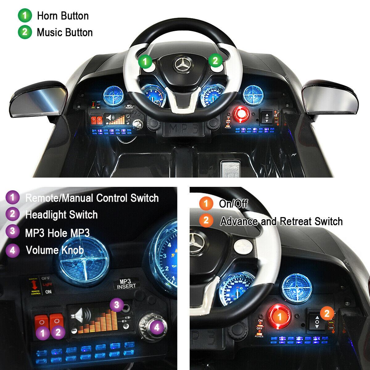 Gymax Kids Ride on Car Mercedes-Benz SLS w/ R/C Parental Remote Control MP3 Black
