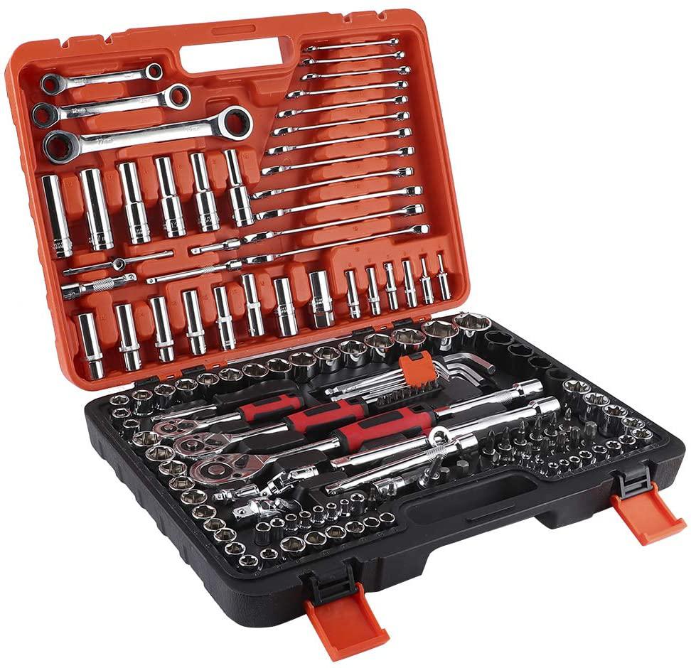 Ratchet Socket Wrench Set, 150Pcs Ratchet Socket Set Vehicle Maintenance Repair Toolbox Combination Wrench Hand Tool.