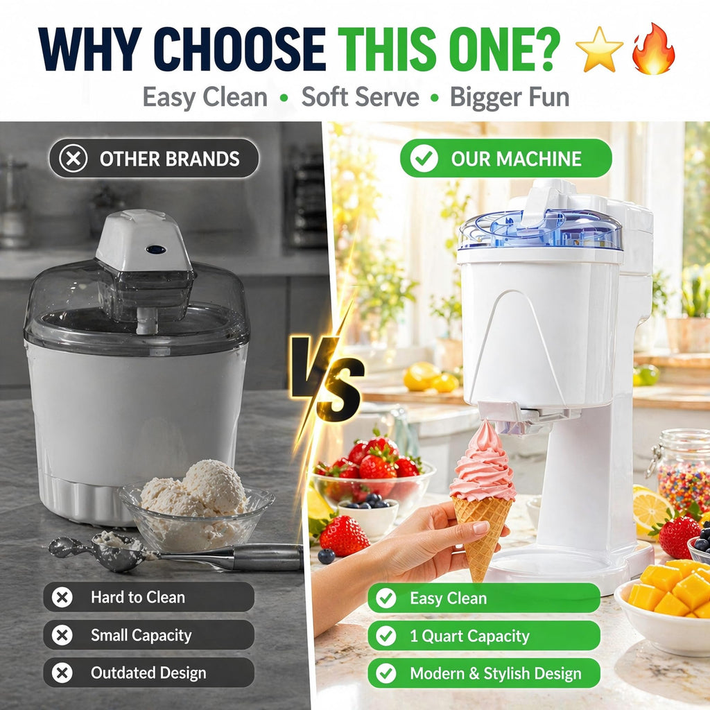 Electric 1.0 Qt Soft Serve Ice Cream Machine with Freezer Bowl, Countertop Ice Cream Maker Machine, Homemade Ice Cream Swirl, Sorbet & Frozen Yogurt Maker, Easy to Clean,Fast Churn 20-35 Minutes